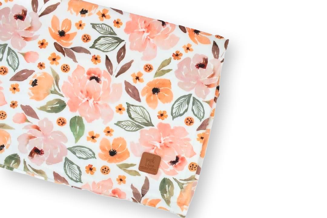 Minky Blanket - Fall peach Floral