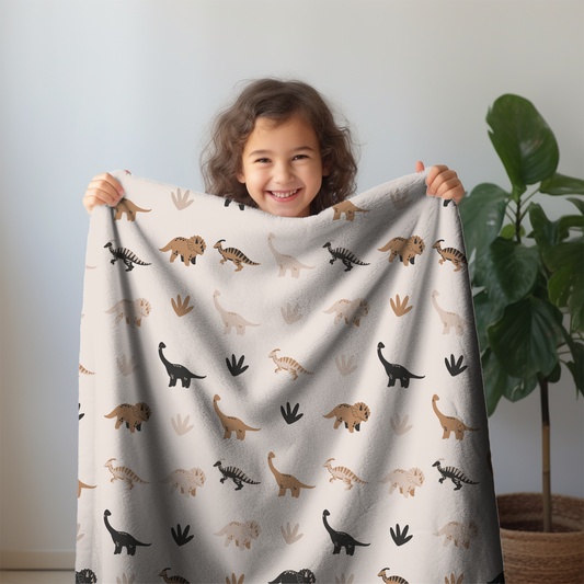 IN STOCK | Minky Blanket - Beige Dino