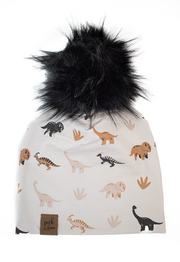 IN STOCK | Children Slouchy Beanie - Cream Dino