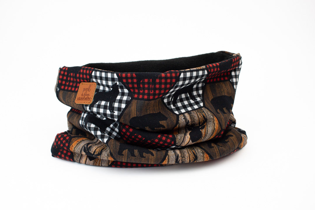 Adult - Fleece neck warmer Plaid animals