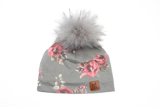 3 Season Toque Grey floral