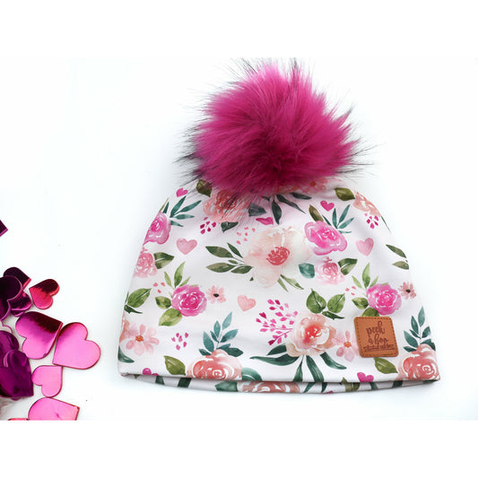 3 Season Toque floral bouquet on light pink background