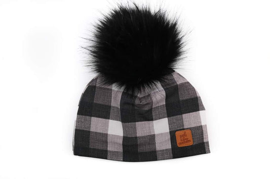 3 Season Toque black & grey plaid